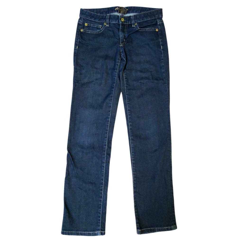 Ann Taylor Modern Straight Denim Blue Jeans Womens Size 0 Short Lindsay Waist